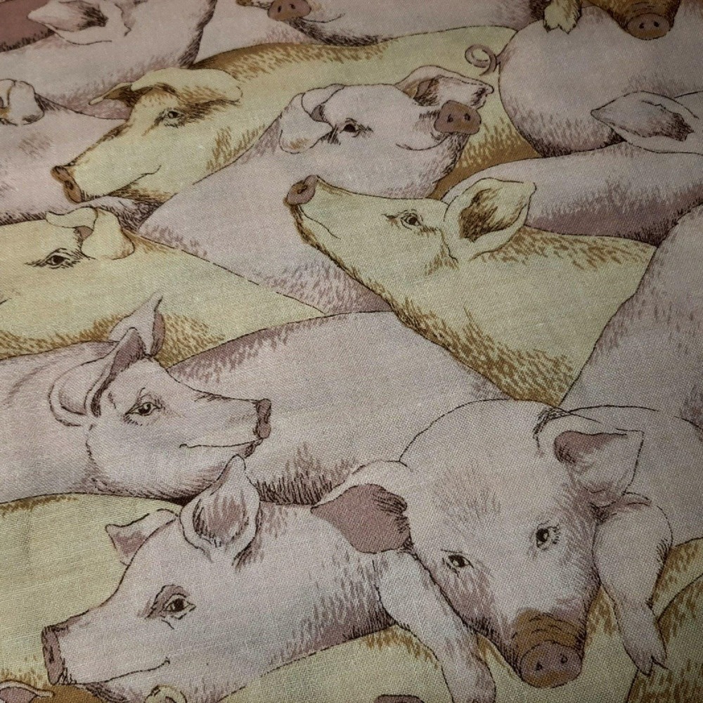 Pigs Piggies Piglets Cotton Quilting Fabric 1993 Fabric Traditions 2 Yards